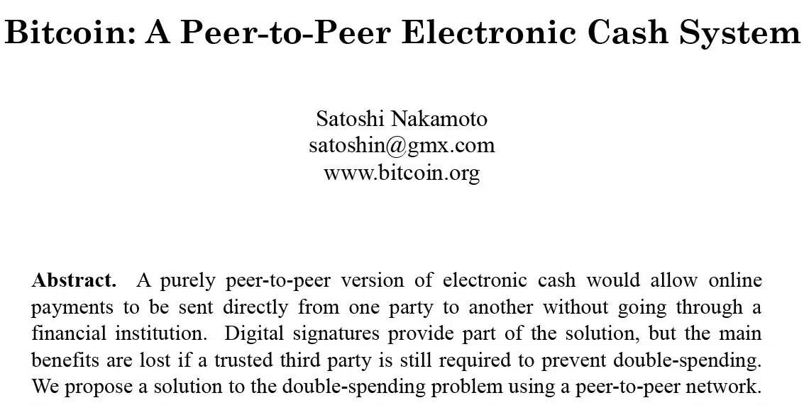 Bitcoin Whitepaper Satoshi Nakamoto